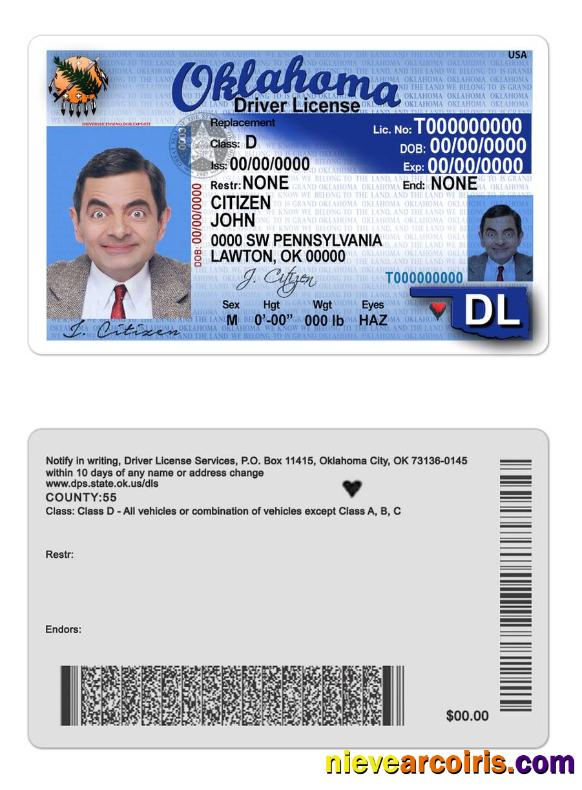 USA Oklahoma driving license